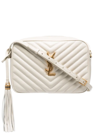 Saint Laurent Lou Quilted Crossbody Bag In White