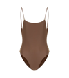 Jade Swim Micro Trophy Low-back One-piece Swimsuit In Neutrals