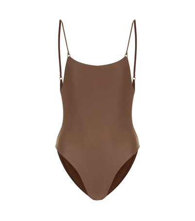 Jade Swim Micro Trophy Low-back One-piece Swimsuit In Neutrals