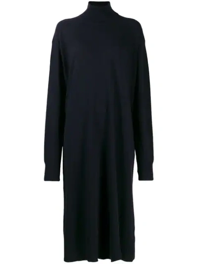 Jil Sander Wool And Cashmere Sweater Dress In Blue