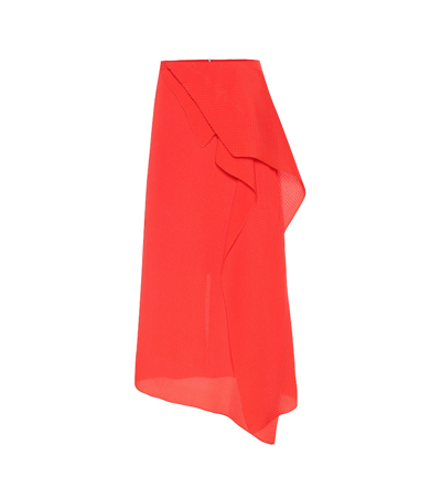 Roland Mouret Courtown Asymmetric Draped Silk-jacquard Midi Skirt In Red