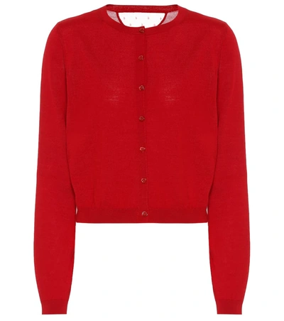 Red Valentino Wool And Silk Cardigan In Red