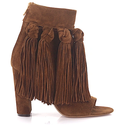 Chloé Ankle Boots Fringe Brown