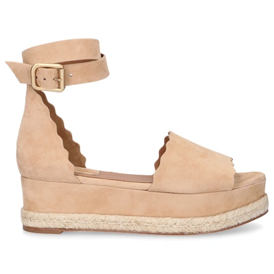 Chloé Women Platform Sandals Lauren In Beige