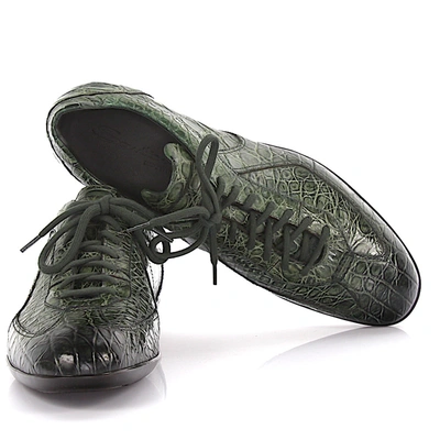 Santoni Low-top Sneakers Crocodile Leather Green
