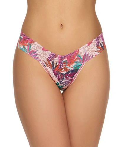 Hanky Panky Floral-print Lace Original-rise Thong In Rainforest