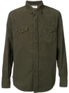 Saint Laurent Slim-fit Cotton-corduroy Western Shirt In Green