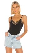 7 For All Mankind V-neck Camisole With Scallop Lace Trim In Jet Black