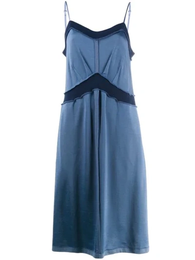 Mm6 Maison Margiela Exposed Hem Midi Dress In Blue