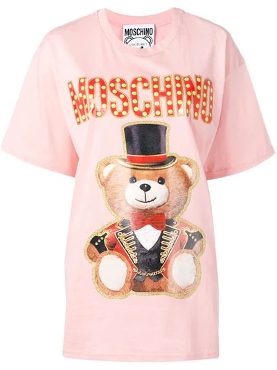 Moschino Logo Teddybear Print T In Pink