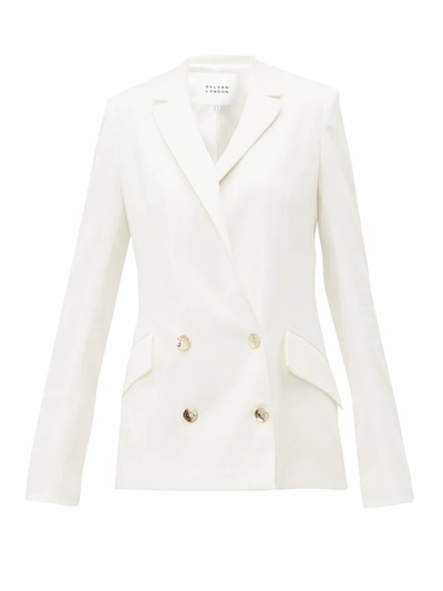 Galvan Jones Double-breasted Satin Blazer In White