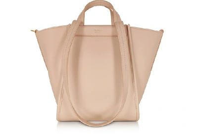 Max Mara Pure Leather And Cashmere Reversible Small Tote In Powder Pink