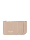 Saint Laurent Fragment Zipped Card Case In Grey