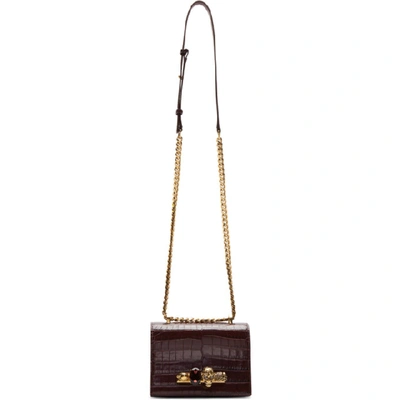 Alexander Mcqueen Jewelled Small Leather Crossbody Bag In Red