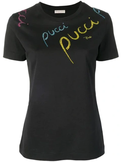 Emilio Pucci Pucci Pucci Embellished T-shirt In Black