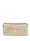 Miu Miu Gemstone Embellished Shoulder Bag In Gold