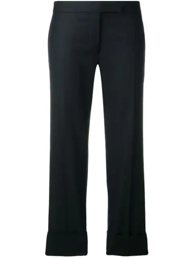 Thom Browne Rwb-trim Cropped Trousers In Blue