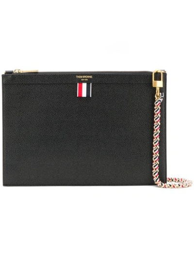 Thom Browne Rwb-strap Pebbled Clutch In Black