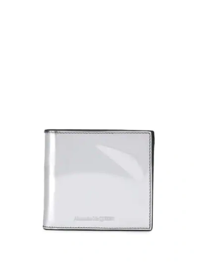 Alexander Mcqueen Patent Leather Wallet In Silver