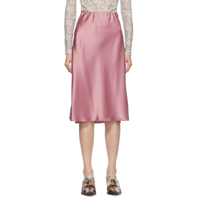 Nanushka Zarina Satin Midi Skirt In Rose