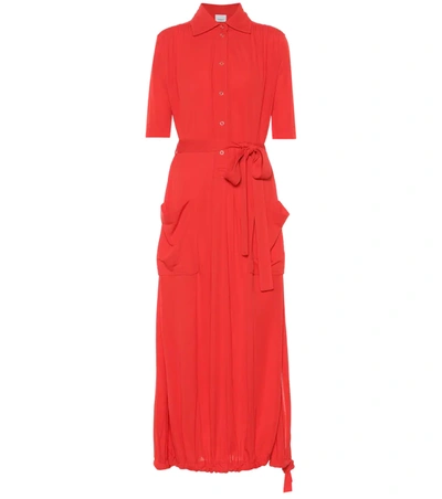 Burberry Short-sleeve Gathered Jersey Dress In Bright Red