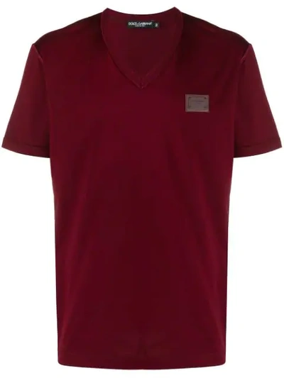 Dolce & Gabbana Logo Patch T-shirt In Red