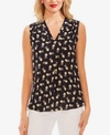 Vince Camuto Printed V-neck Top In Rich Black