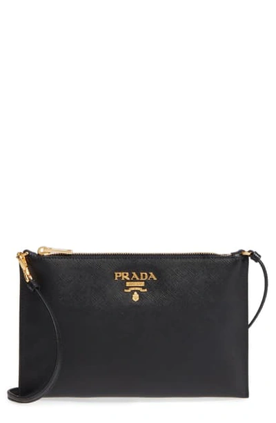 Prada Small Saffiano Leather Shoulder Bag In F0002 Nero