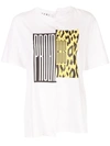 Proenza Schouler Asymmetric Graphic Cotton T-shirt In 22029 Wht/yellow/red Logo Split