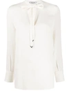 Valentino Embellished Silk Georgette Shirt In Avorio