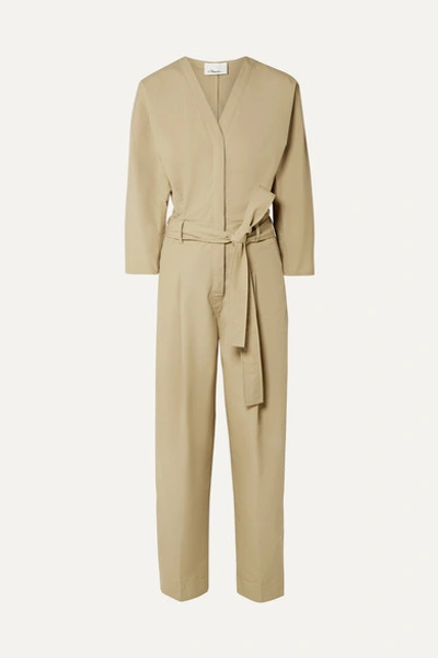 3.1 Phillip Lim Belted Cotton-blend Poplin Jumpsuit In Umber Tan