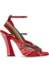 Fendi Freedom Patchwork Sandals In Red