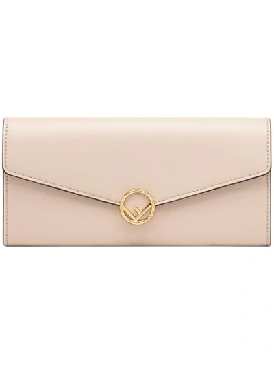 Fendi Continental Wallet In Gold Tone,pink