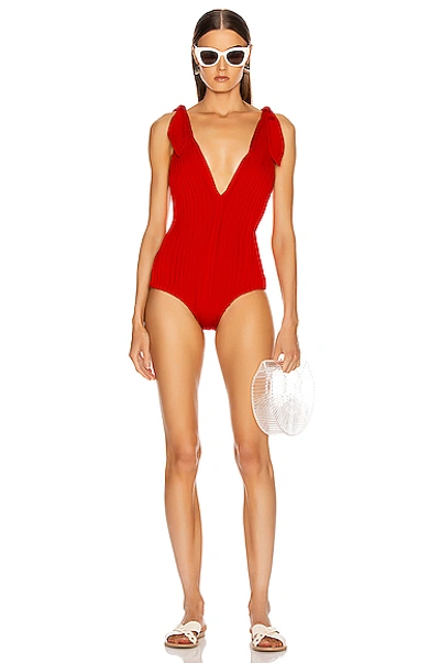 Adriana Degreas X Cult Gaia Textured Swimsuit In Red