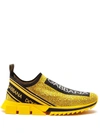 Dolce & Gabbana Sorrento Embellished Logo Slip-on Knit Sneakers In Yellow