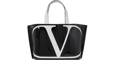 Valentino Garavani Garavani Go Logo Shopping Bag In Nero/bianco