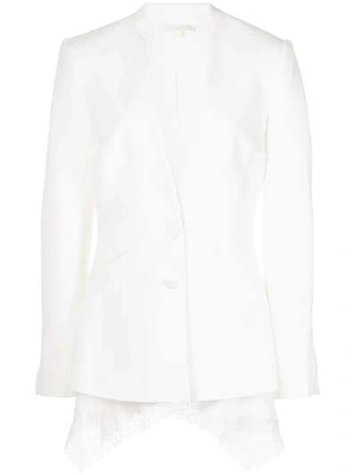 Jonathan Simkhai Lace Trim Crepe Basque Jacket In White