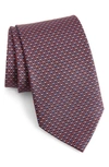 Ferragamo Multi Gancini Silk Classic Tie In F.navy/ Burgundy