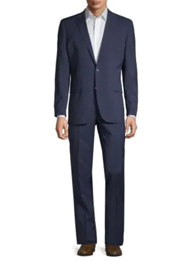 Kenneth Cole Windowpane Plaid Wool Blend Suit In Navy