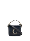 Chloé The C Mini Crocodile-effect Leather Shoulder Bag In Blue