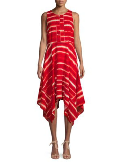 Donna Karan Tie-dye Midi Dress In Terracotta