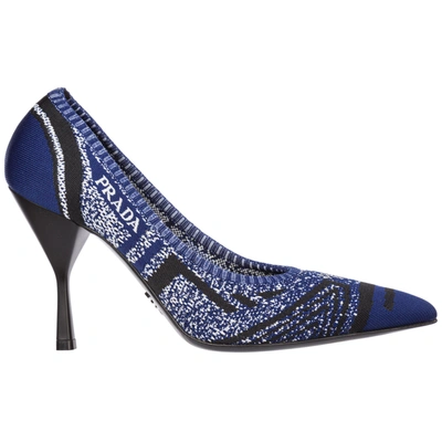 Prada Women's Pumps Court Heel Shoes In Blue