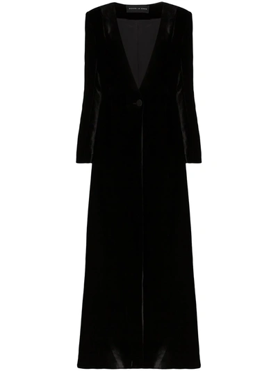 Michael Lo Sordo Empire Maxi Silk Velvet Jacket In Black