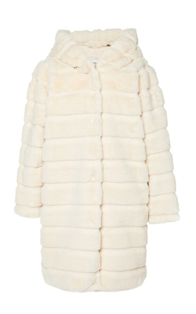 Apparis Celina Hooded Faux Fur Coat In White