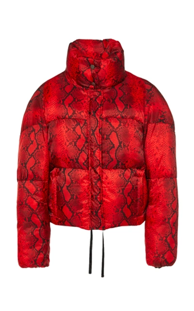 Apparis Jamie Snake-effect Shell Puffer Coat In Red