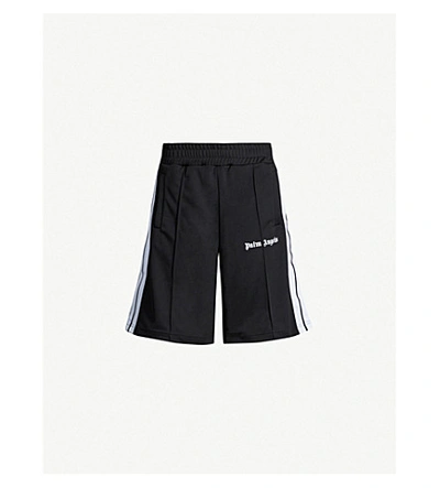Palm Angels Logo-print Side-stripe Jersey Shorts In Black White