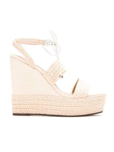 Schutz Self-tie Wedge-heel Sandals - White