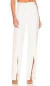 Jonathan Simkhai Satin-combo Front-slit Pants In White