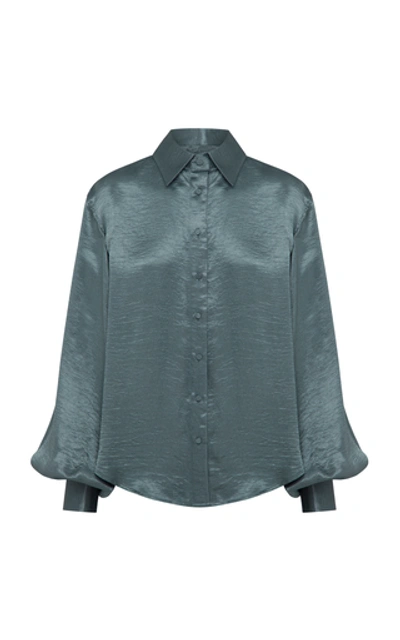 Anna Quan Castiglia Satin Shirt In Blue