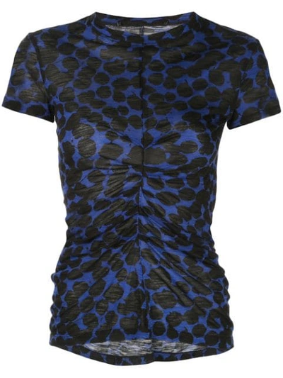 Proenza Schouler Painted Dot Cinched Short Sleeve T-shirt In Blue
